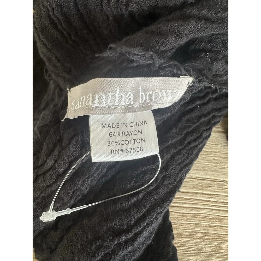 Samantha Brown Frayed Edge Multi-use Scarf Sarong Travel Blanket Black